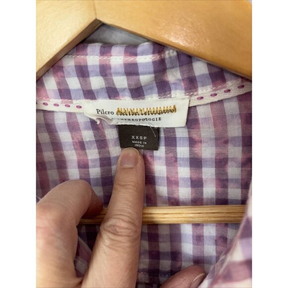Pilcro Anthropologie Pink Tie Dye Plaid Button Up Long Sleeve Women’s Shirt XXSP - Picture 3 of 5